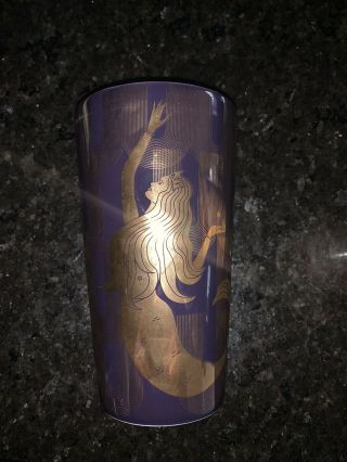 Starbucks Seattle Gold Siren Mermaid Double Ceramic Travel Tumbler Mug Cup 12oz