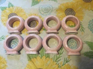 Vintage Set Of 8 Pink Ceramic Napkin Rings/ Decorative Standing Napkin Rings
