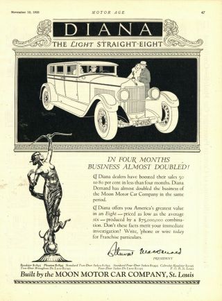 1925 Moon Motor Car Co.  Ad: Diana Light Straight Eight - St.  Louis,  Missouri