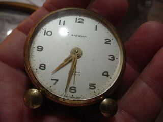 Mini Round Brass Swiss Travel Alarm Clock