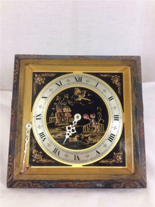 Vintage Chelsea Chinoiserie Desk Square Clock Serial Number 638020