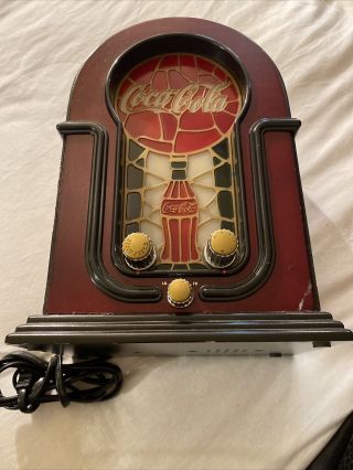 Coca - Cola Stained Glass Look Radio Am - Fm Frequency Range Power Supply.
