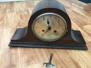 Vintage Napoleon Hat Shaped German Haller Wooden Cased Mantle Clock