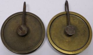 Pair Antique Grandfather Longcase Pulley Wheels Brass And Steel.  45mm Wheels.  Cp7