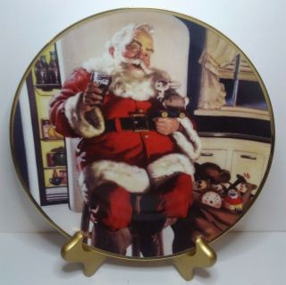 1994 Franklin Coca Cola Santa Plate A Refreshing Pause Limited Edition