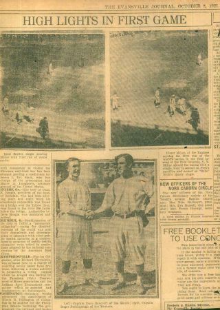 Sports Clipping Newspaper Babe Ruth Yankees Vs Giants Baseball World Series 1921