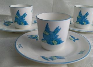 3 Heathcote Blue Bird Egg Cups