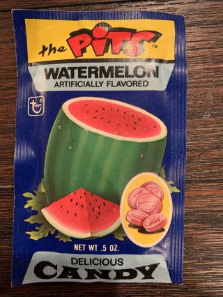 Vintage 1978 Topps “the Pits” Watermelon Flavored Candy Packet - Nos