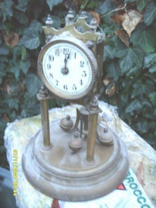 Mantel Clock Dusty German 108710 Annivesary Brass Clock Spare To Repair 11 " Tall