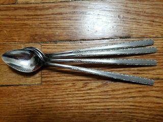 4 Antique Collectable Oneida Community Stainless Steel Iced Tea Spoons 7.  5 " -