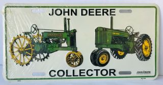 John Deere Collector License Plate With 2 Tractor Models Licensed Product