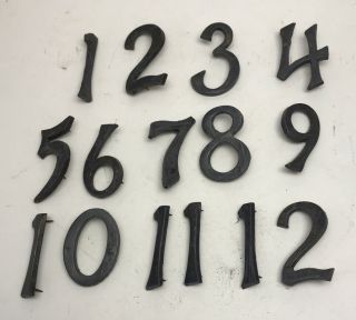 Vintage Antique 1 - 5/8” Clock Numbers Numerals Mission Oak Wall Complete Set