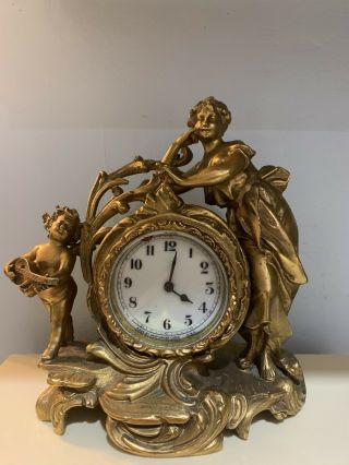 Vintage Haven Clock Co.  Art Nouveau Figural Clock.  Circa 1913.