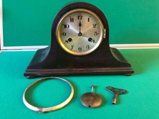 Vintage Mantel Clock (spares And Repairs) With Key And Pendulum