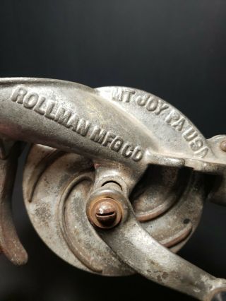 Antique Cast Iron Rollman Mfg.  Co.  Cherry Pitter Seeder Mount Joy,  PA.  U.  S.  A. 3