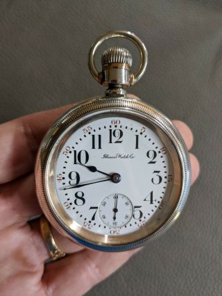 1915 Illinois 18s 17 Jewel 4 Ounce Coin Silver Swing Out Pocket Watch Serviced