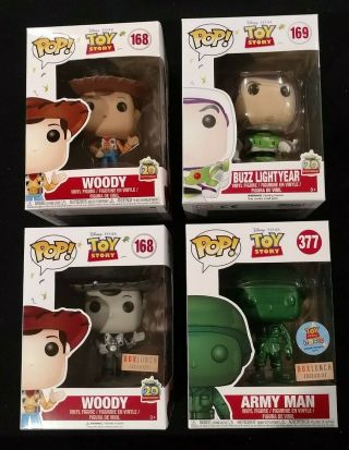 Funko Pop Toy Story 168,  169,  168 Box Lunch And 377 Army Man Box Lunch