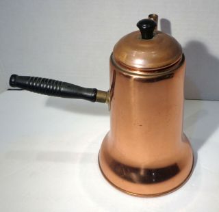 Vintage Copper Craft Guild Coffee Tea Pot Side Wood Handle with Lid & Sticker 2