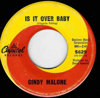 Northern Soul - Cindy Malone - Is It Over Baby - Capitol - " Hear "