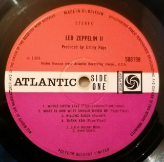 Led Zeppelin Lp 2 Same Uk Atlantic Plum Press A//6 B//4 Killing Floor Credit,
