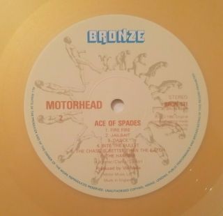 Motorhead Lp Ace Of Spades Gold Vinyl Uk Bronze 1st Press Near Vinyl