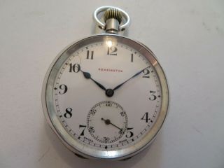 1907 Solid Silver Swiss Pocket Watch 15 Jewel Kensington Top Wind Running.
