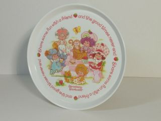 Vintage Strawberry Shortcake Plate 8 " Dish Plastic Tray Silite 1980s