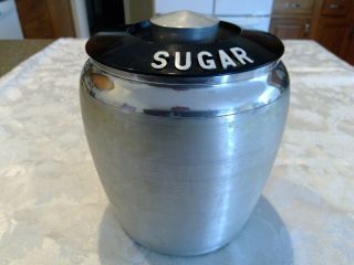 Vintage Kromex Spun Aluminum Sugar Canister 7.  5” Mid Century Atomic Kitchen 2
