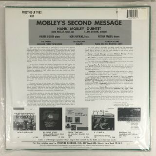 Hank Mobley Mobley ' s 2nd Message Analogue Productions Mono 200 G LP Vinyl AP 2