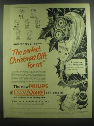1953 Philips Philishave Dry Shaver Advertisement - The Perfect Christmas Gift