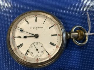 1904 Elgin National Pocket Watch 17 Jewels Grade 307 18sz Sterling Silver Case