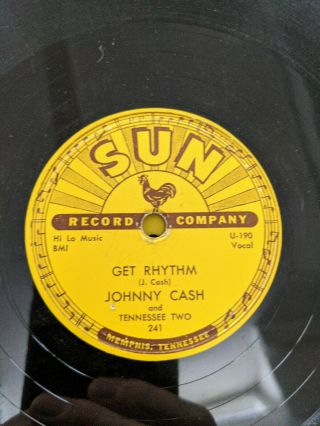 Johnny Cash & The Tennessee Two - Sun 241 - 78 Rpm - Get Rhythm/i Walk The Line - Ex -