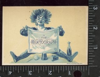 HEKTOGRAPH CO NY (EARLY COPIER) TRADE CARD,  WILD CLOWN HOLDING BANNER SIGN F90 2