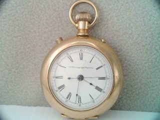 Rare Antique York Chronograph Pocket Watch Stop Watch Horse Racing Engraved