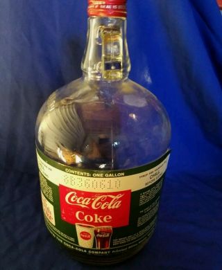 1960s 1 Gallon Coca Cola Coke Syrup Glass Jug Bottle,  Cap Teardrop Handle Soda