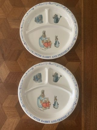 Peter Rabbit And Friends Melamine Child’s Divided Plates (2) Bowls (2)