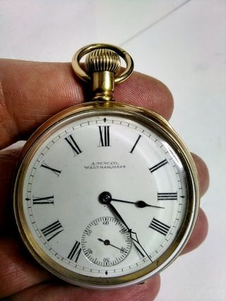 Marvelous Gold Plated Waltham Gr 625,  16s,  17js,  Open Faced Pocket Watch,  Fwo.