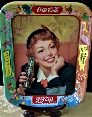 1953 - 1960 Menu Girl Coca Cola Serving Tray – Grade 8