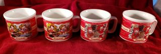 Vintage 1998 Set Of 4 Campbell ' s Kids 12 oz Handled Soup Mugs Four Season Scenes 2