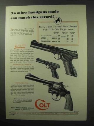1950 Colt Gun Ad - Woodsman,  Officers Model Special