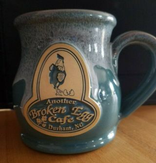 Deneen Pottery Hand Thrown Broken Egg Cafe Durham Nc Mug 2013 Made In Usa