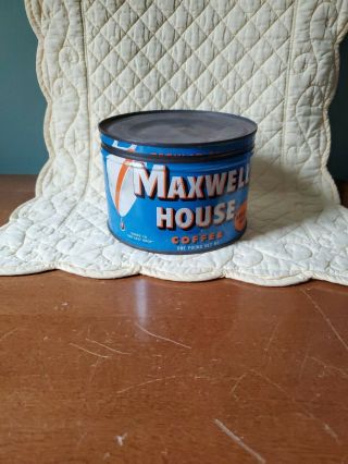 Vintage Maxwell House Coffee 1 Lb Keywind Tin Can Store Display Country Store