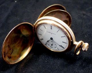Antique / Vintage Elgin 10k Gold Filled Pocket Watch With Shield Engraving