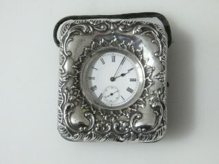 Antique Swiss Hallmarked Silver Open Face Pocket Watch & Case Dt - 1903