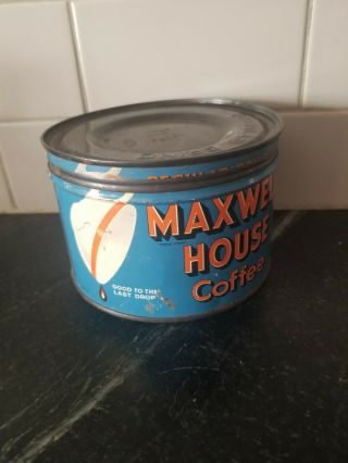Vintage 1 Lb Maxwell House Coffee Tin Can W Lid Empty Pound Reg Grind