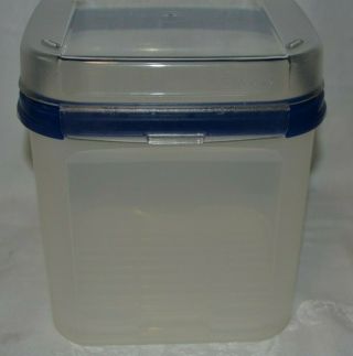 Tupperware Modular Mate 3 Square 1621 Clear Canister w/ Blue Hinged Lid 2