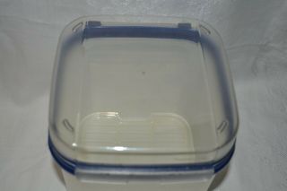 Tupperware Modular Mate 3 Square 1621 Clear Canister w/ Blue Hinged Lid 3