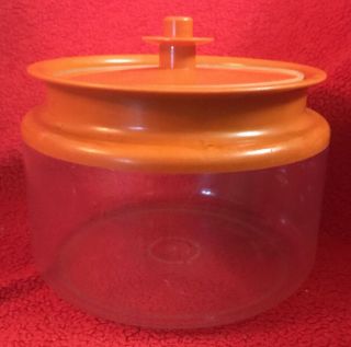 Vintage Tupperware Usa 6 - 1/4 Cups 1.  5 Liters Push Button Orange Lid