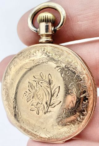 Antique 1893 Elgin 6s Pocket Watch In Gold Filled Fahys Montauk Case