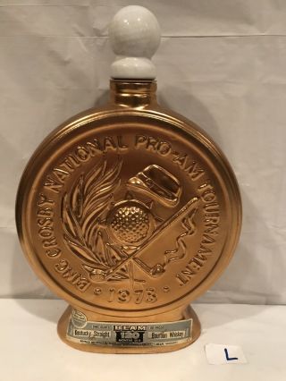 Jim Beam Collector Bottle Gold 1973 Bing Crosby National Pro - Am Tournament